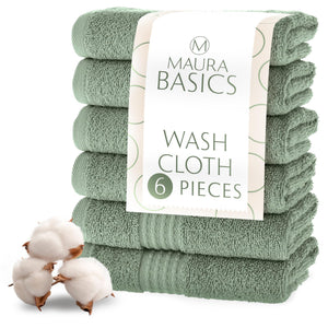 Turkish Cotton Washcloths, 6-Pack – Sage Green