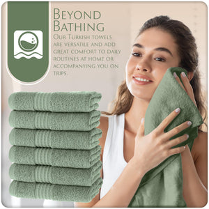 Turkish Cotton Washcloths, 6-Pack – Sage Green – view 3