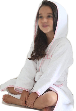 Kids Hooded Cotton Bathrobe – Pink – view 3