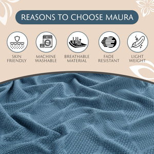 Lightweight Cotton Blanket, Full/Queen – Teal – view 7