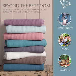 Lightweight Cotton Blanket, Full/Queen – Turquoise – view 3