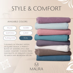 Lightweight Cotton Blanket, Full/Queen – Teal – view 8