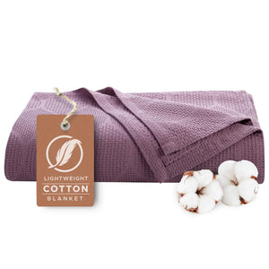 Lightweight Cotton Blanket, Full/Queen – Plum – view 2