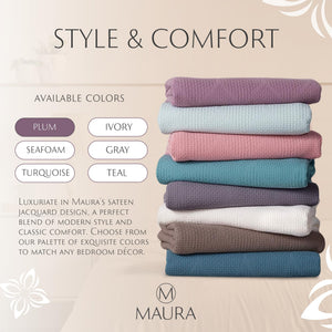 Lightweight Cotton Blanket, Full/Queen – Plum – view 8
