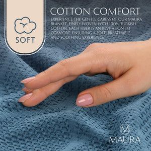 Lightweight Cotton Blanket, Full/Queen – Teal – view 5