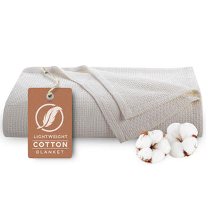 Lightweight Cotton Blanket, King – Ivory – view 2