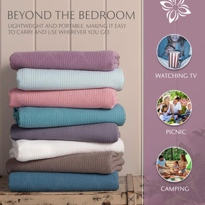 Lightweight Cotton Blanket, Twin – Plum – view 4
