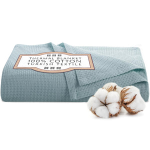 Lightweight Cotton Blanket, Twin – Seafoam – view 2
