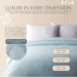 Lightweight Cotton Blanket, Twin – Seafoam – view 5