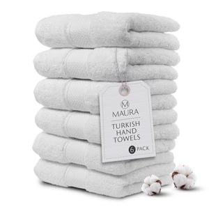 Turkish Cotton Hand Towels, 6-Pack – White
