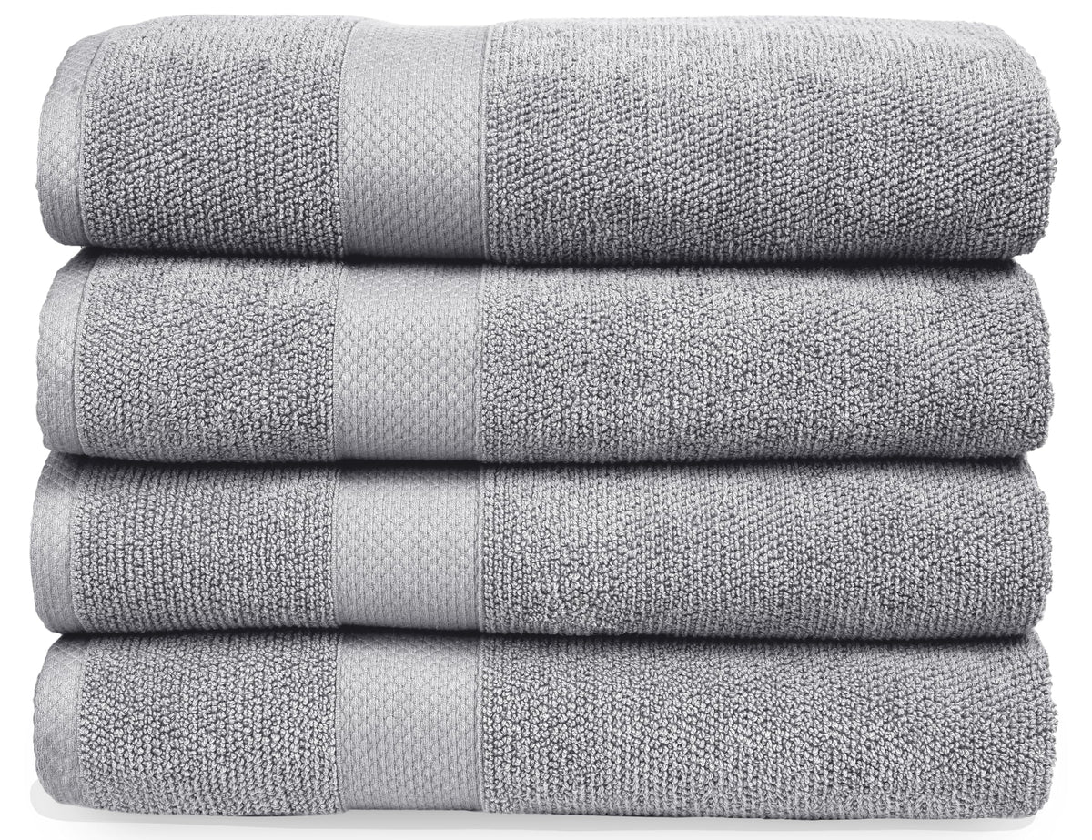 Maura Premium Bath Towels 100% Cotton 27x54 Ultra Absorbent Quick Dry 4 Pack Soft Terry Bath Towels Set for Bathroom, Hotel and Spa Quality, Cool Grey