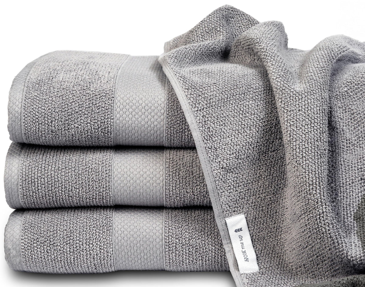 Maura Premium Bath Towels 100% Cotton 27x54 Ultra Absorbent Quick Dry 4 Pack Soft Terry Bath Towels Set for Bathroom, Hotel and Spa Quality, Cool Grey