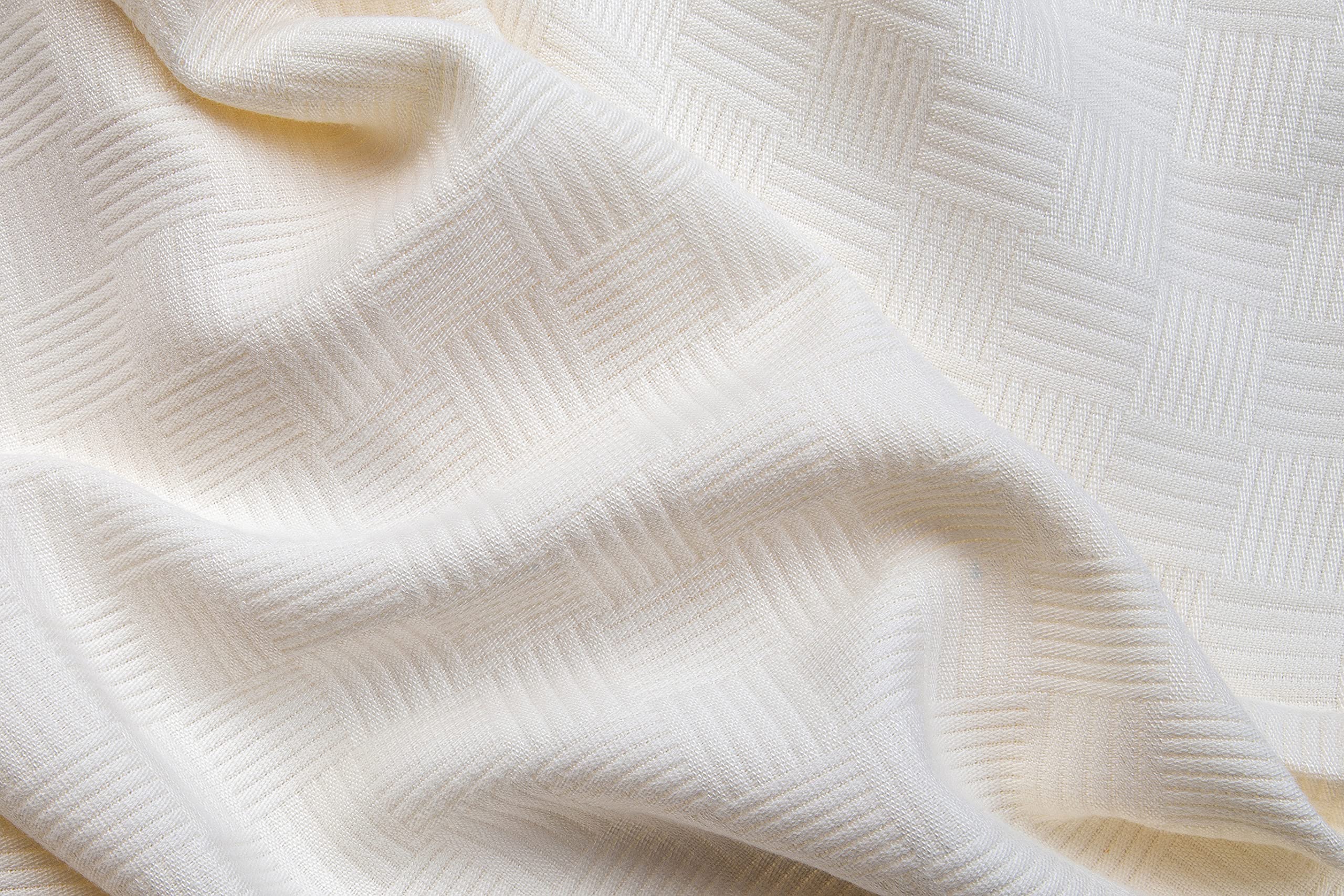 All-Season Cotton Blanket, Full/Queen – Ivory – view 2
