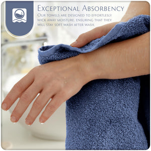 Cotton Hand Towels with Hanging Loops – Denim Blue – view 2