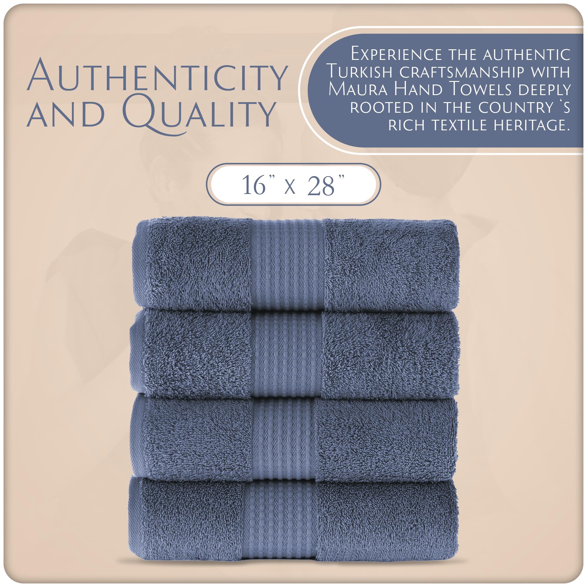 Cotton Hand Towels with Hanging Loops – Denim Blue – view 6
