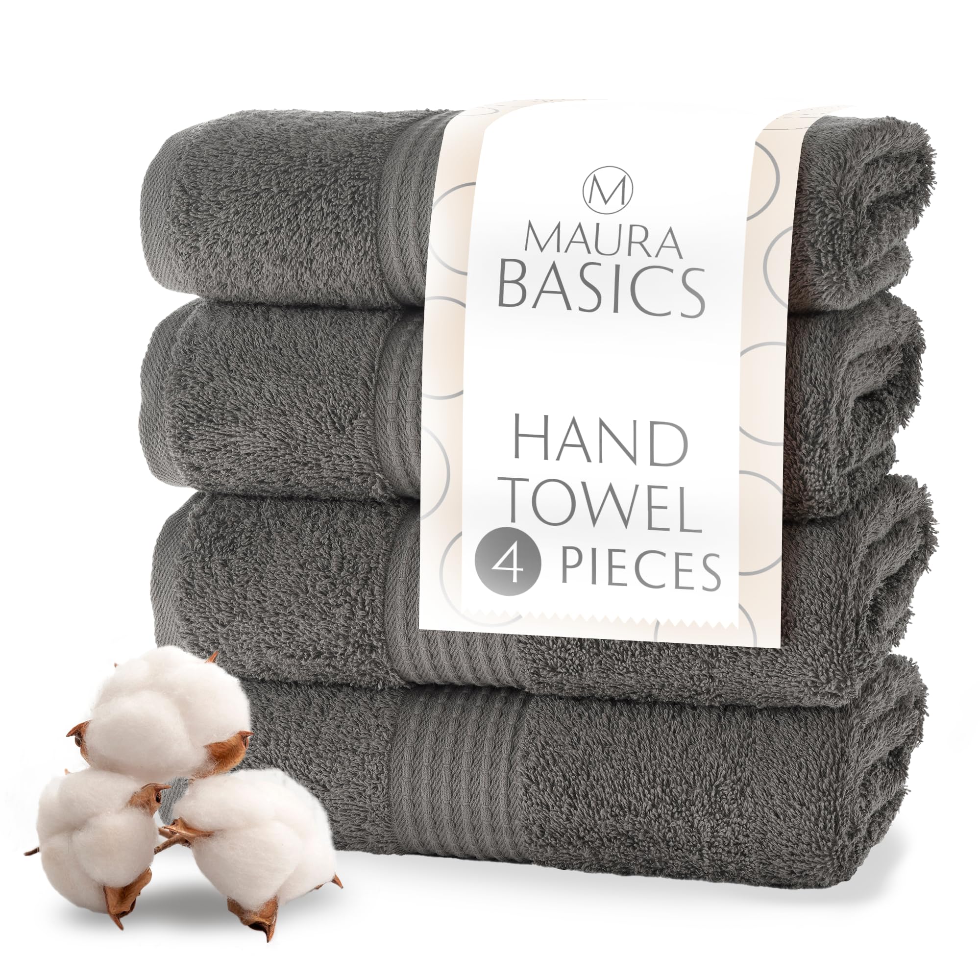 Cotton Hand Towels with Hanging Loops – Space Gray