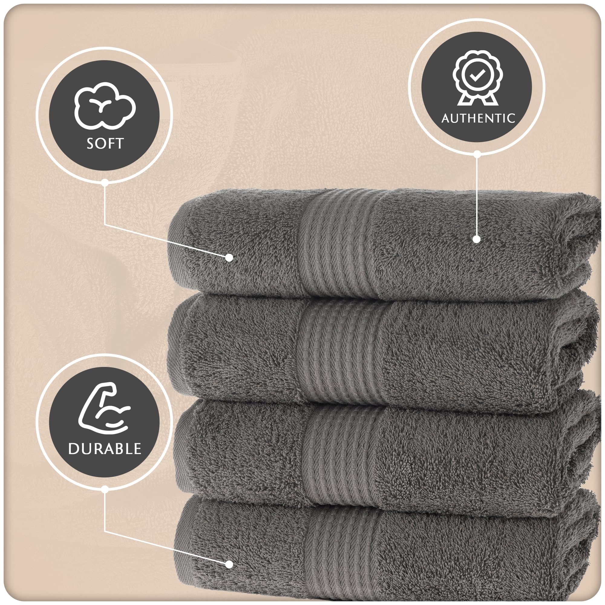 Cotton Hand Towels with Hanging Loops – Space Gray – view 3