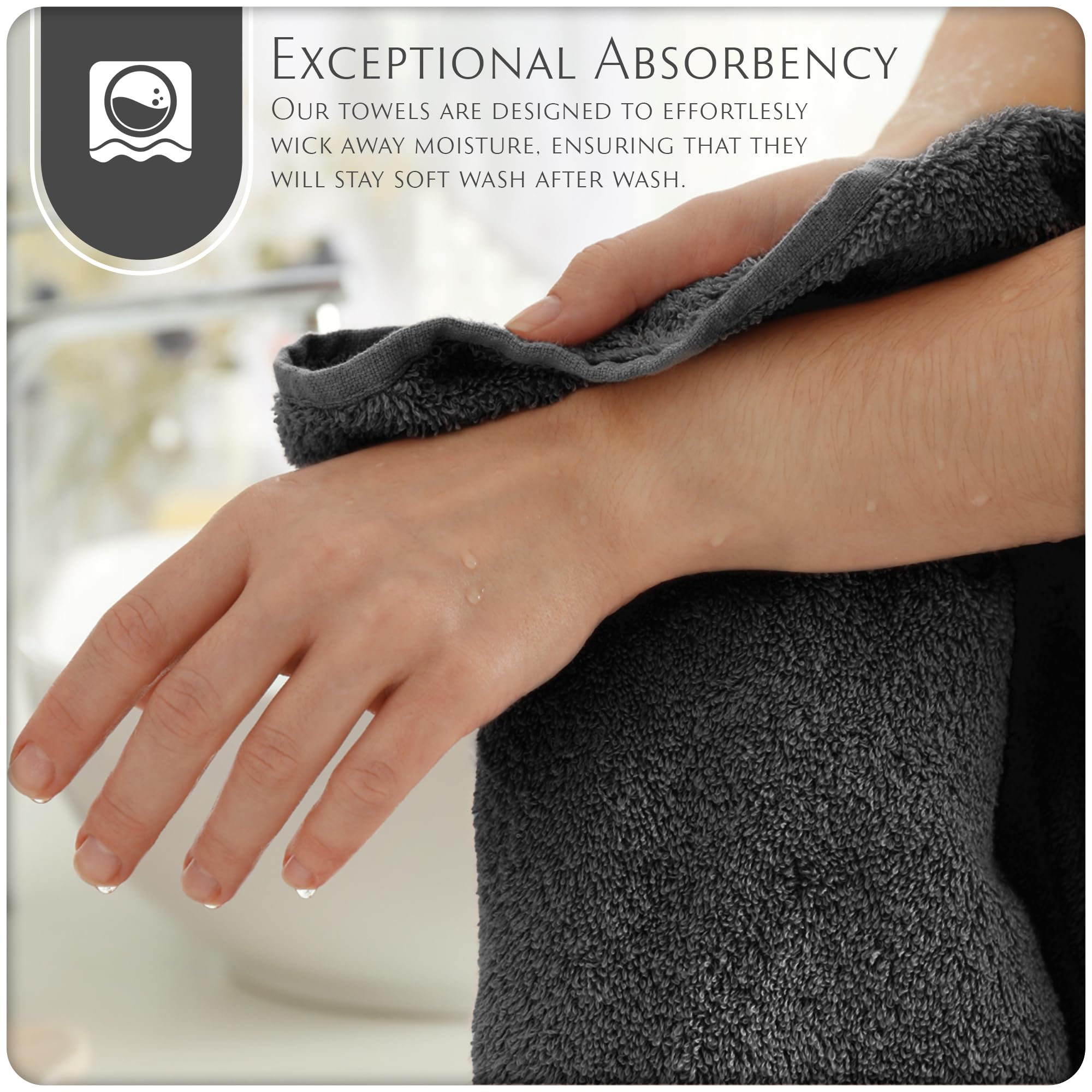 Cotton Hand Towels with Hanging Loops – Space Gray – view 5