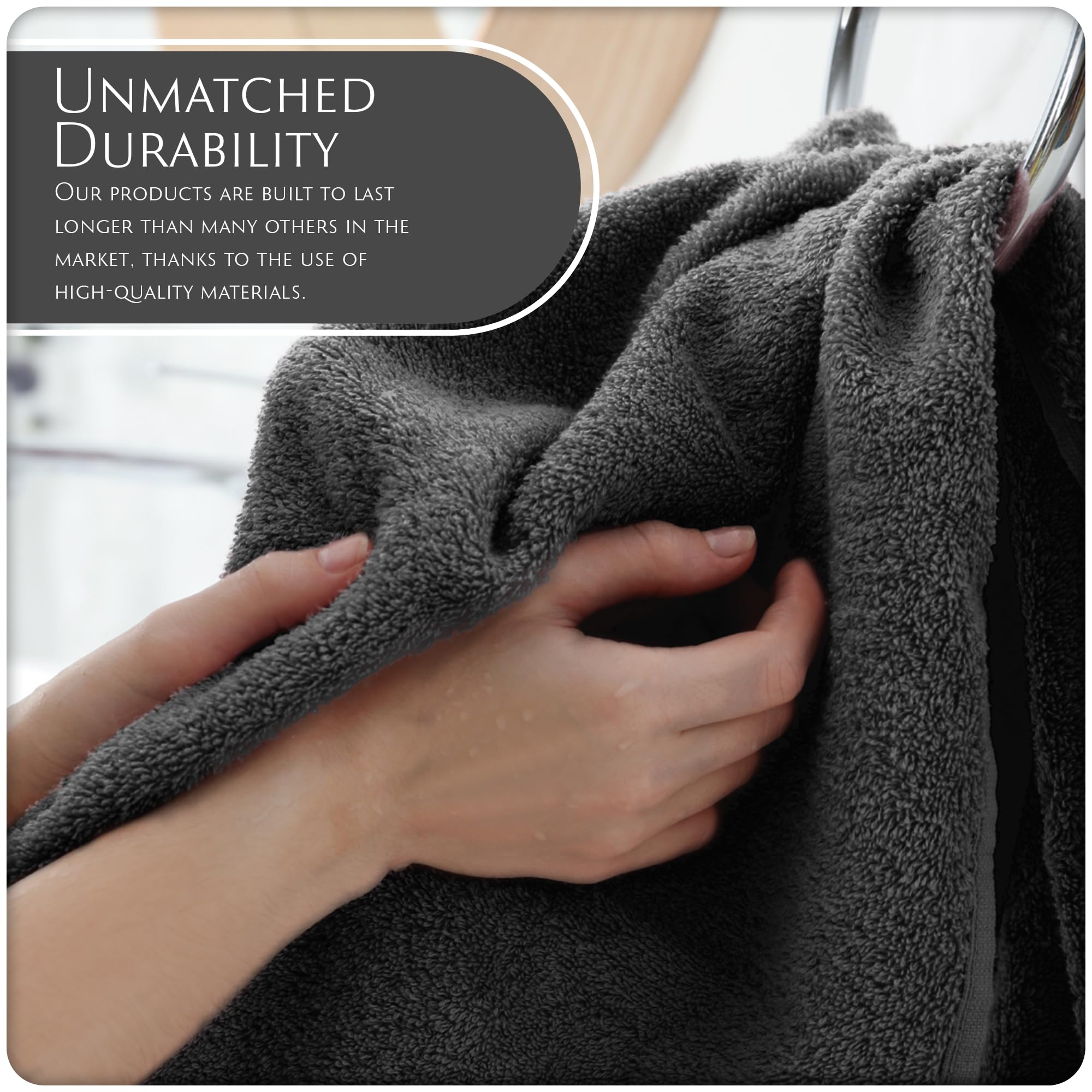 Cotton Hand Towels with Hanging Loops – Space Gray – view 6