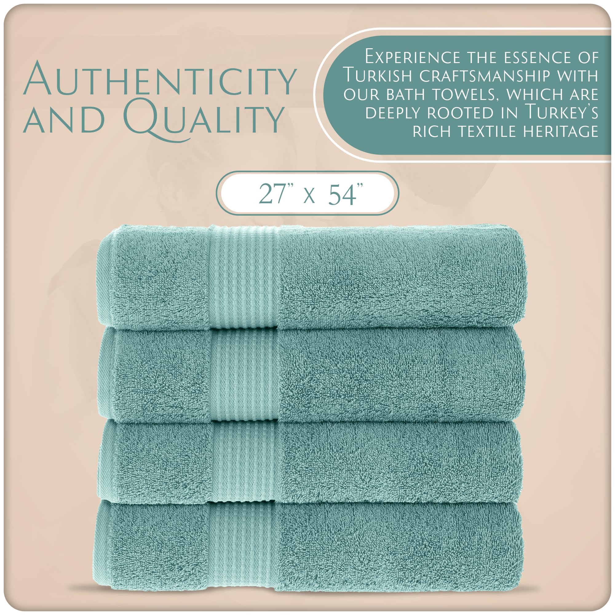 Turkish Cotton Bath Towels with Loops – Seafoam – view 2