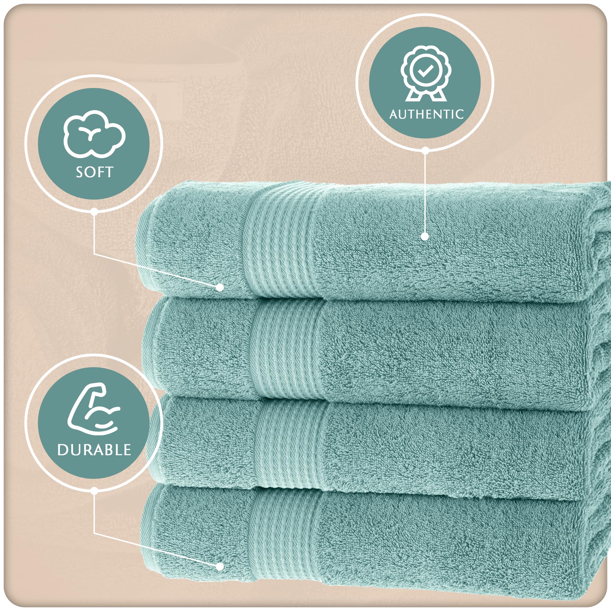 Turkish Cotton Bath Towels with Loops – Seafoam – view 3