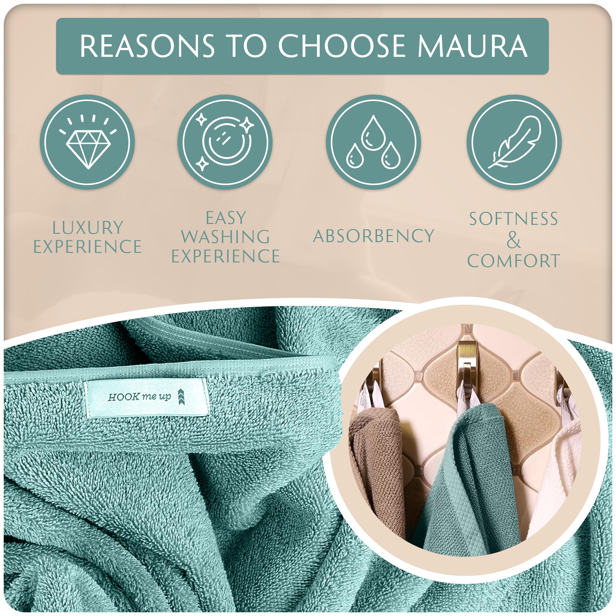 Turkish Cotton Bath Towels with Loops – Seafoam – view 4