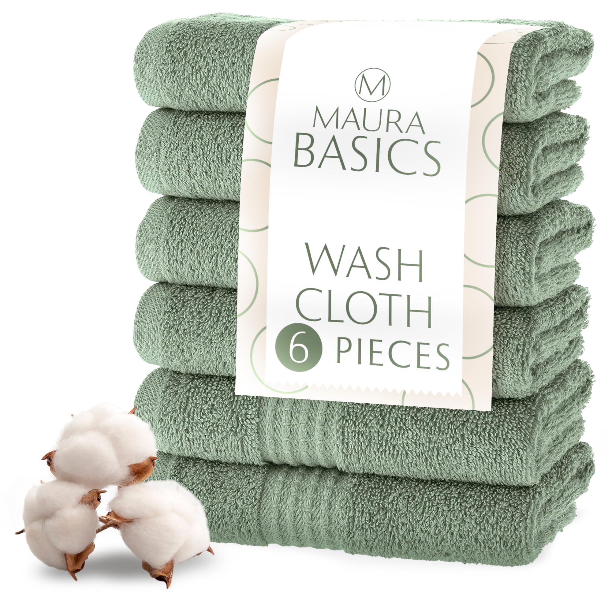 Turkish Cotton Washcloths, 6-Pack – Sage Green