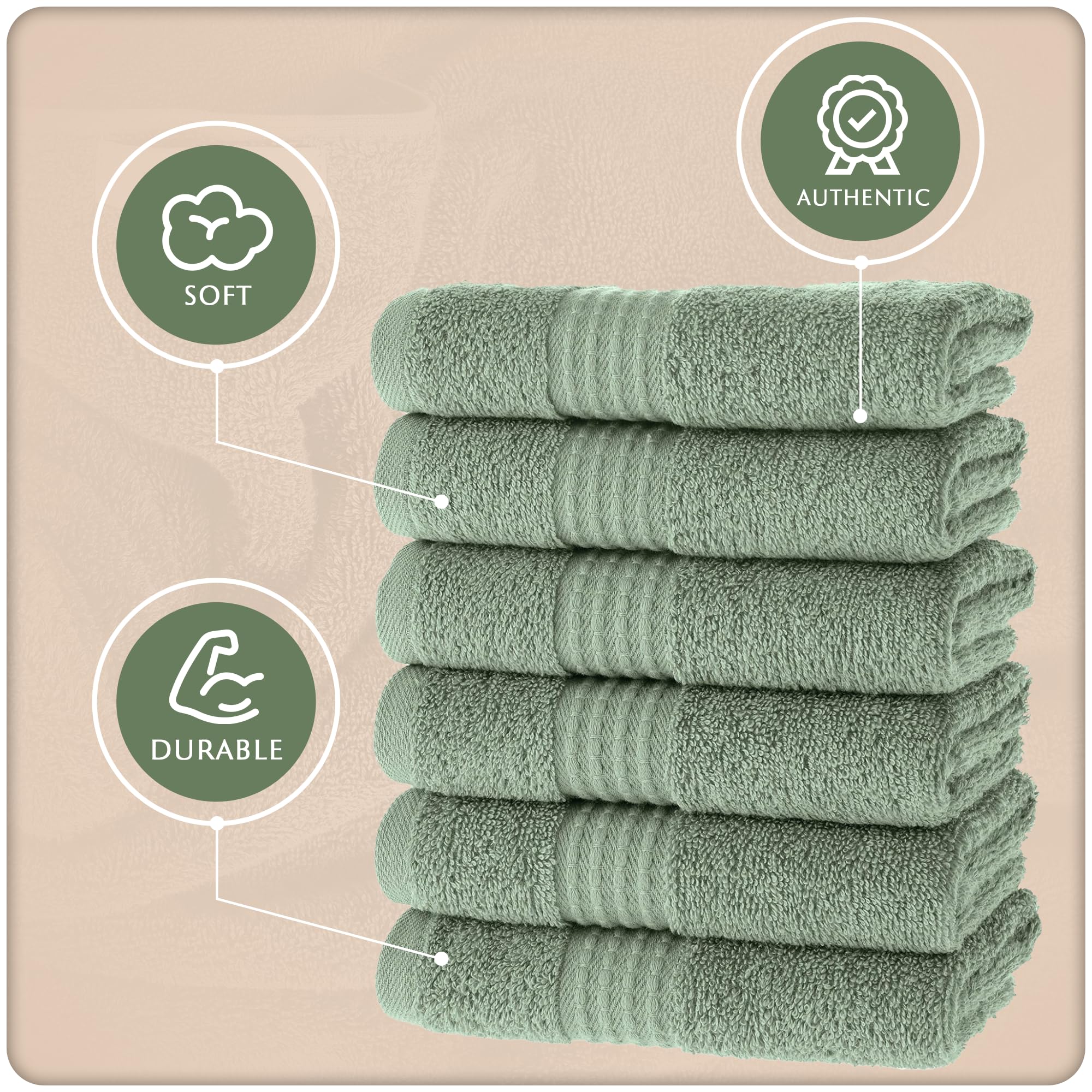 Turkish Cotton Washcloths, 6-Pack – Sage Green – view 5
