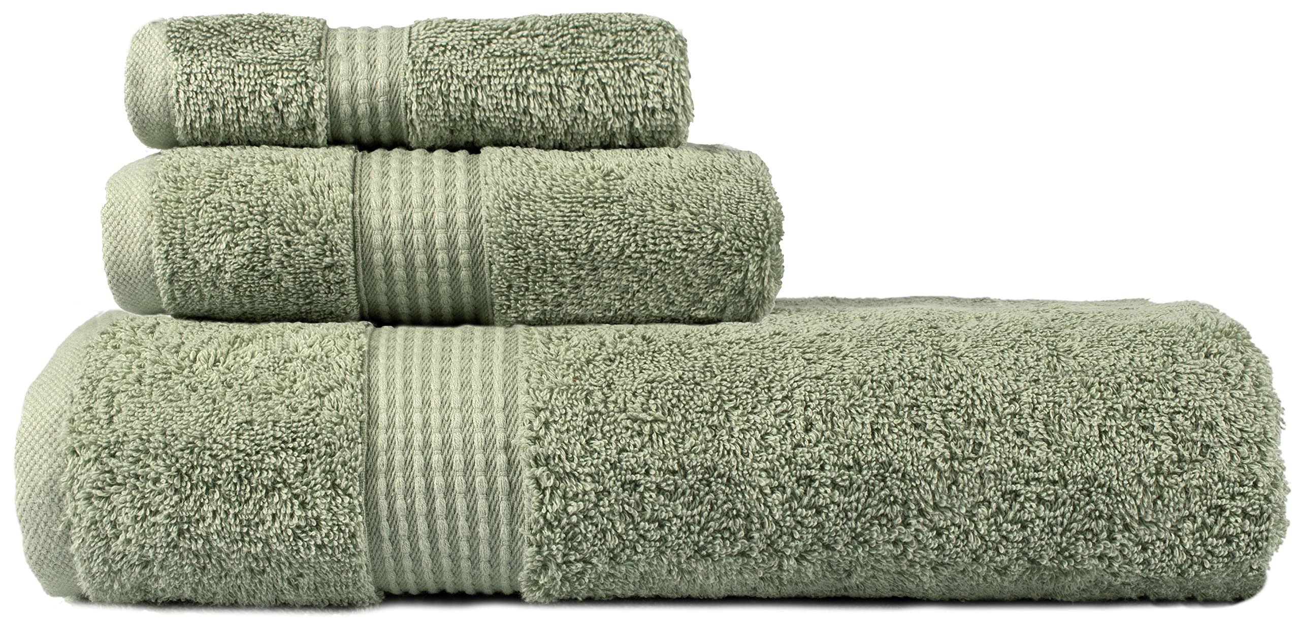 Personalized 3-Piece Cotton Towel Set – Sage Green