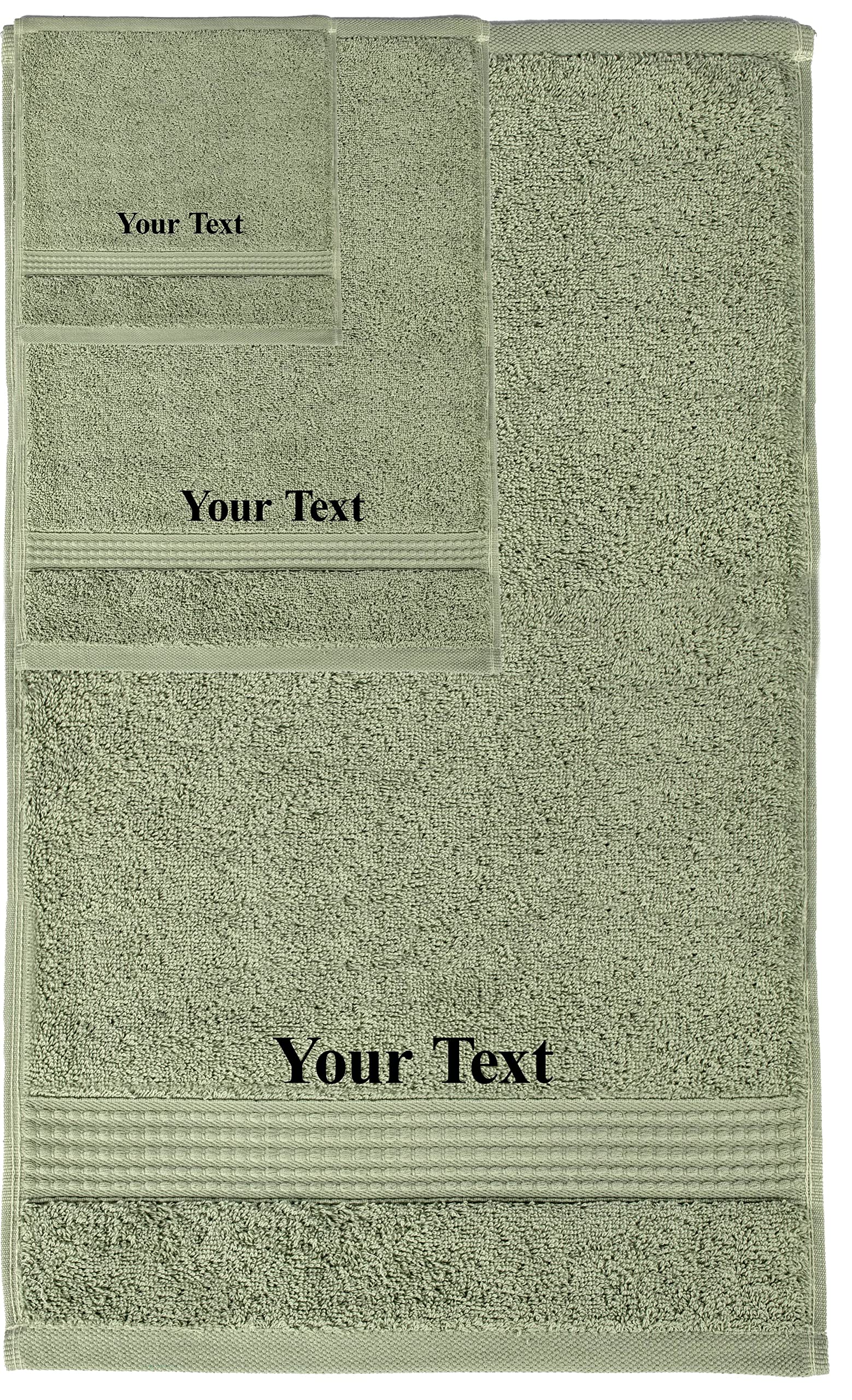 Personalized 3-Piece Cotton Towel Set – Sage Green – view 4