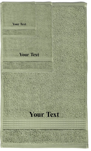 Personalized 3-Piece Cotton Towel Set – Sage Green – view 4
