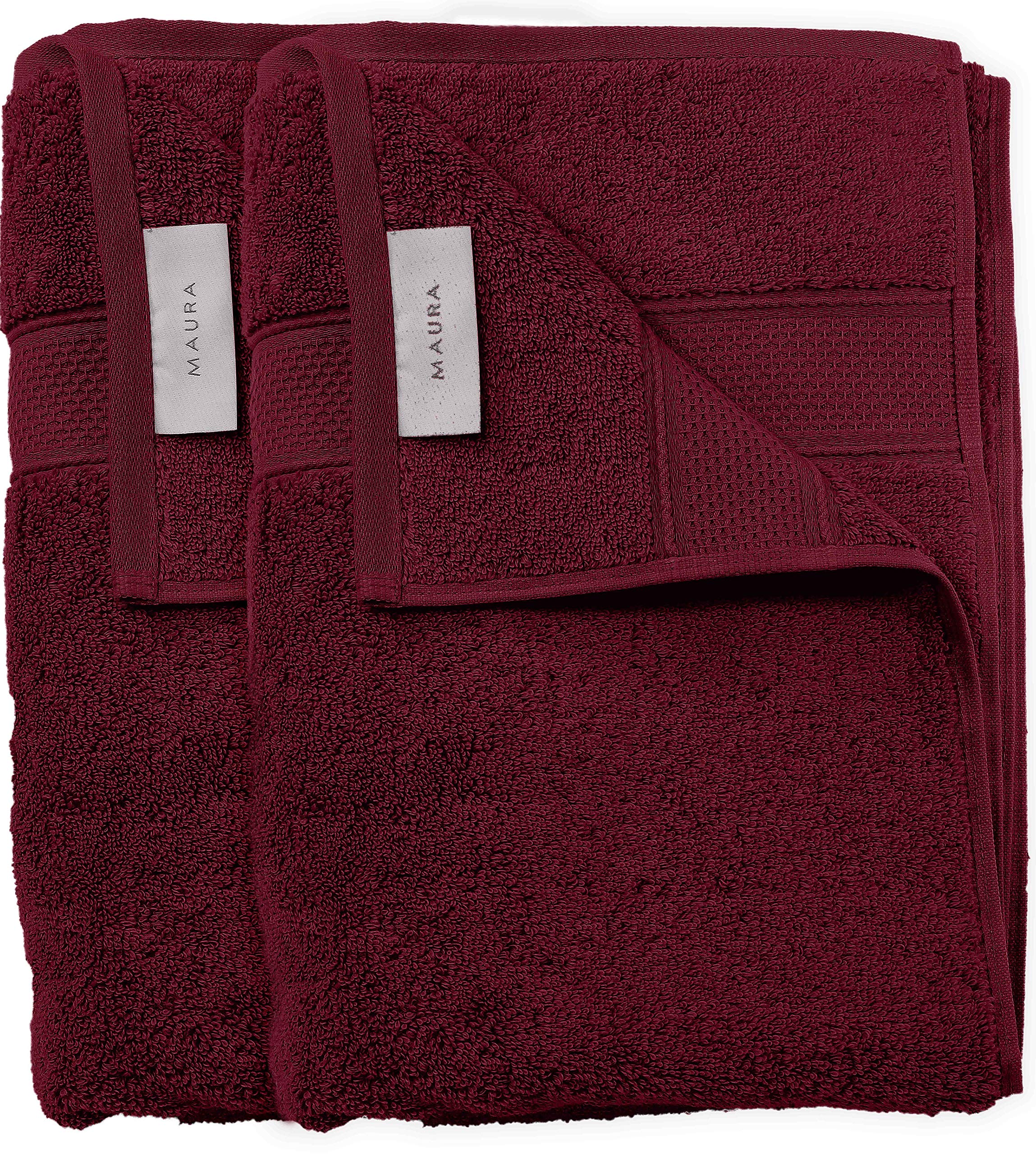 Turkish Cotton Bath Towels, 2-Pack – Burgundy – view 5