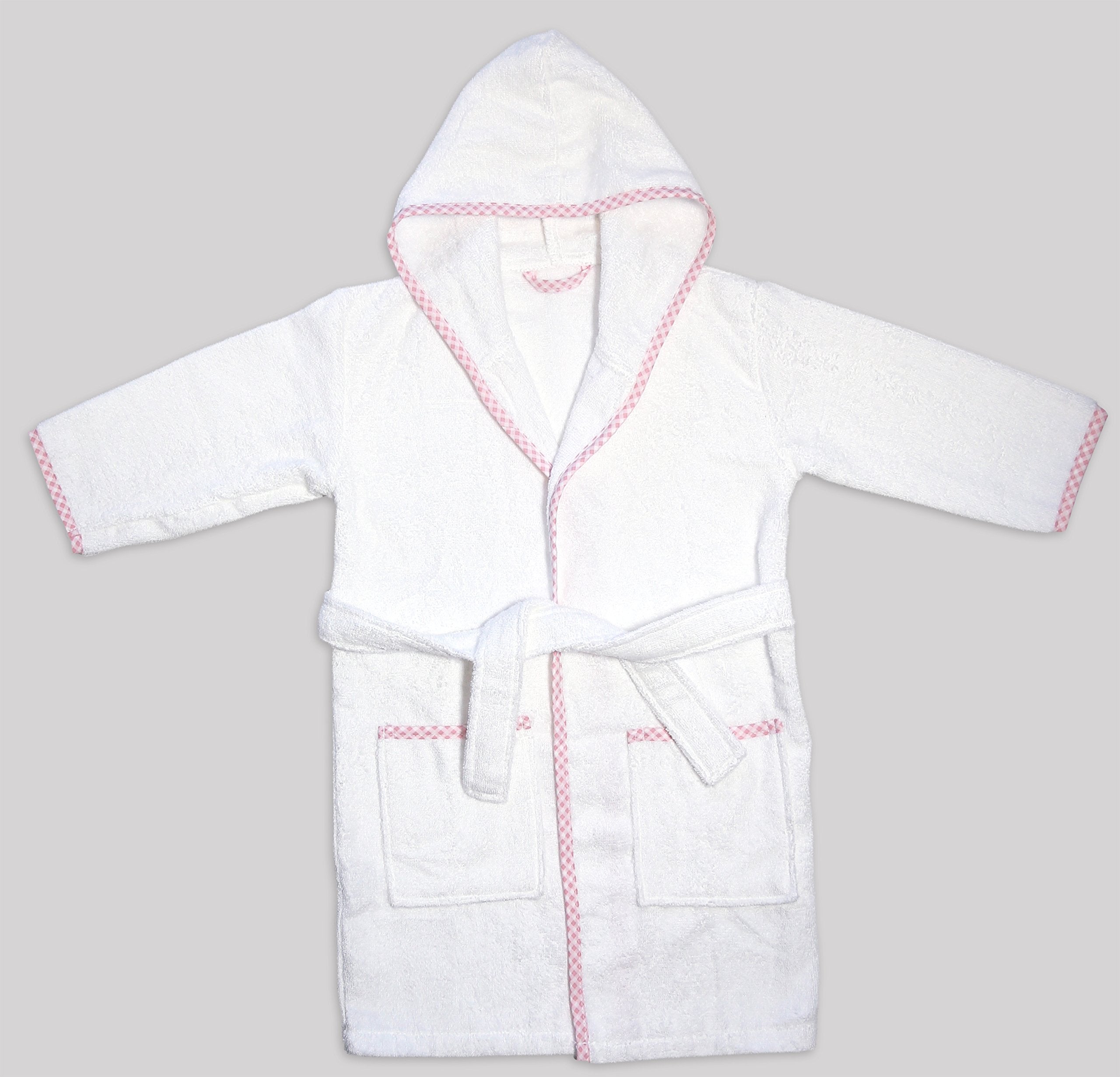 Kids Hooded Cotton Bathrobe – Pink – view 2