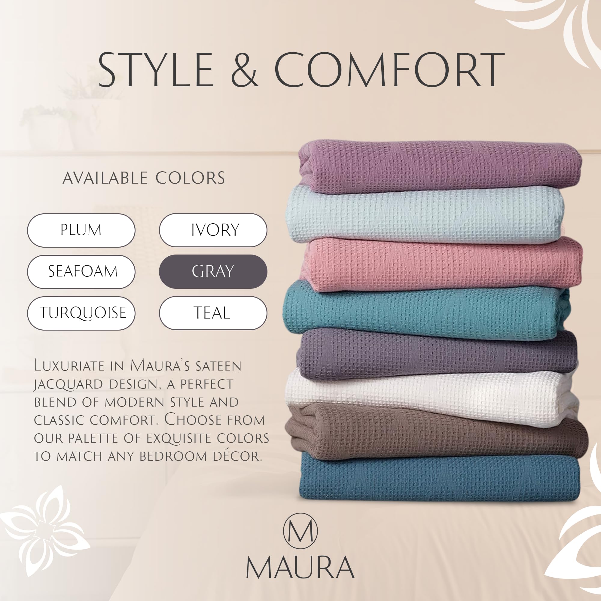 Lightweight Cotton Blanket, Full/Queen – Gray – view 8