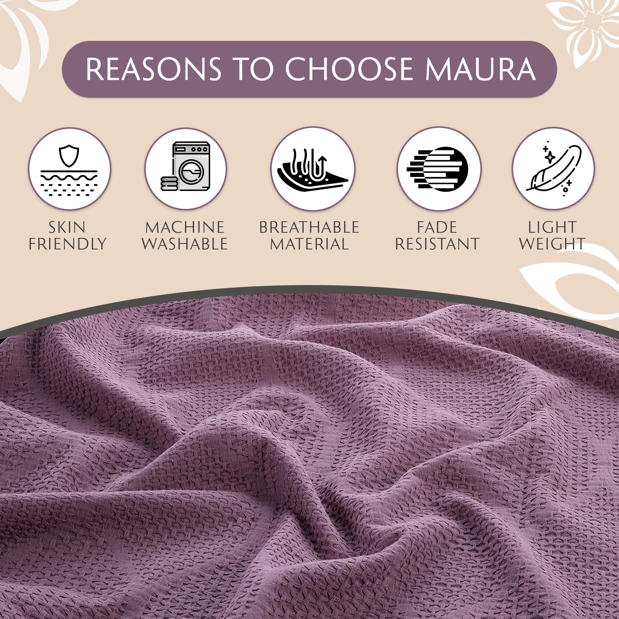 Lightweight Cotton Blanket, Full/Queen – Plum – view 7