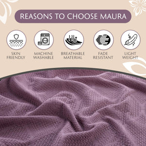 Lightweight Cotton Blanket, Full/Queen – Plum – view 7