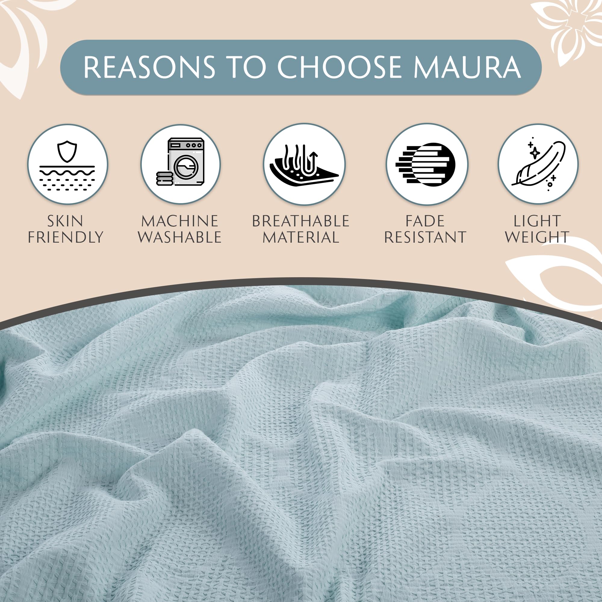 Lightweight Cotton Blanket, Full/Queen – Seafoam – view 7