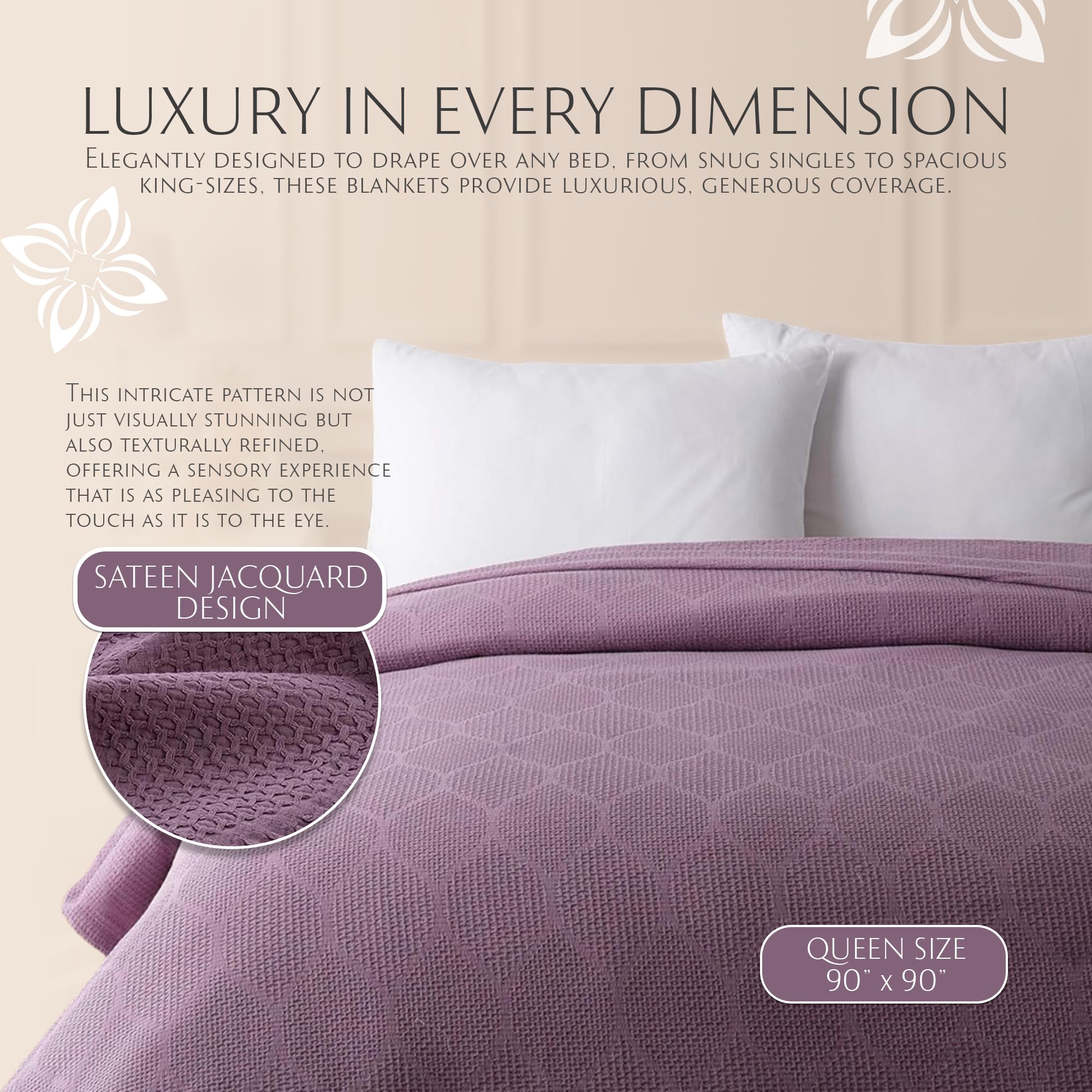 Lightweight Cotton Blanket, Full/Queen – Plum – view 6