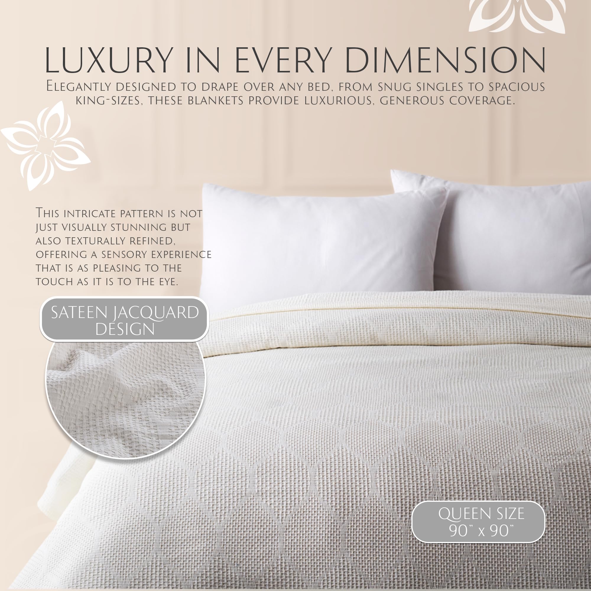 Lightweight Cotton Blanket, Full/Queen – Ivory – view 6