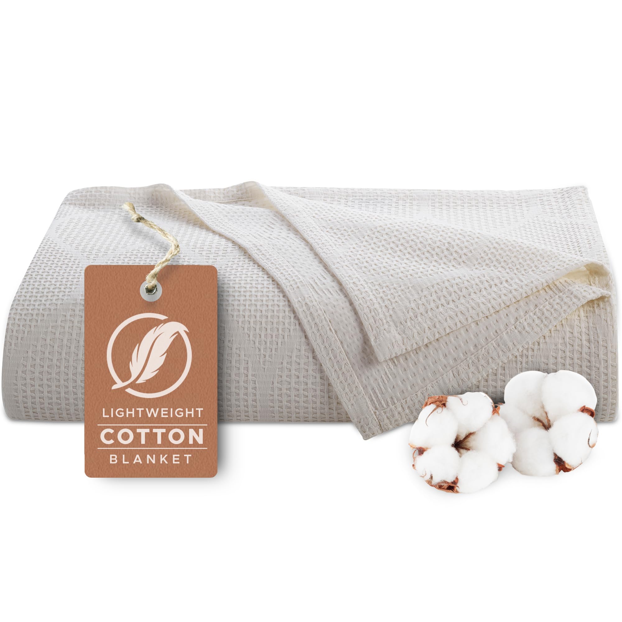 Lightweight Cotton Blanket, Full/Queen – Ivory – view 2