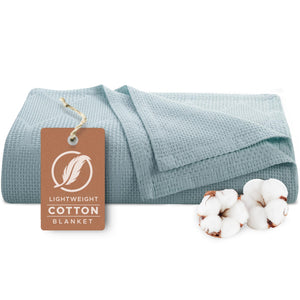 Lightweight Cotton Blanket, Full/Queen – Seafoam – view 2