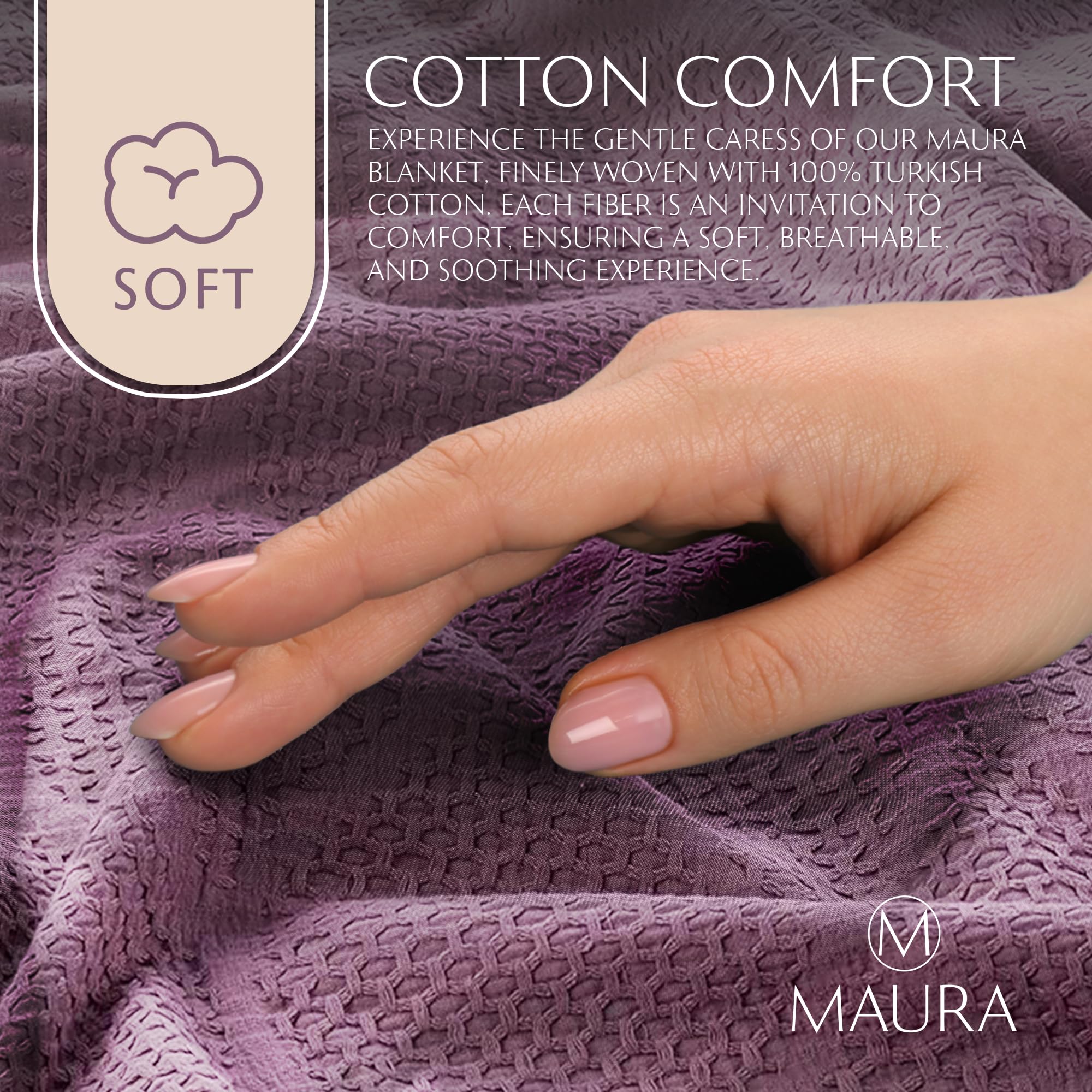 Lightweight Cotton Blanket, Full/Queen – Plum – view 5