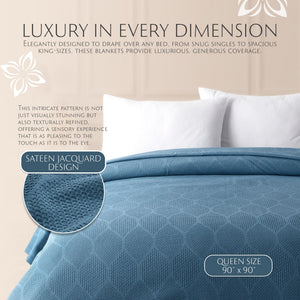 Lightweight Cotton Blanket, Full/Queen – Teal – view 6