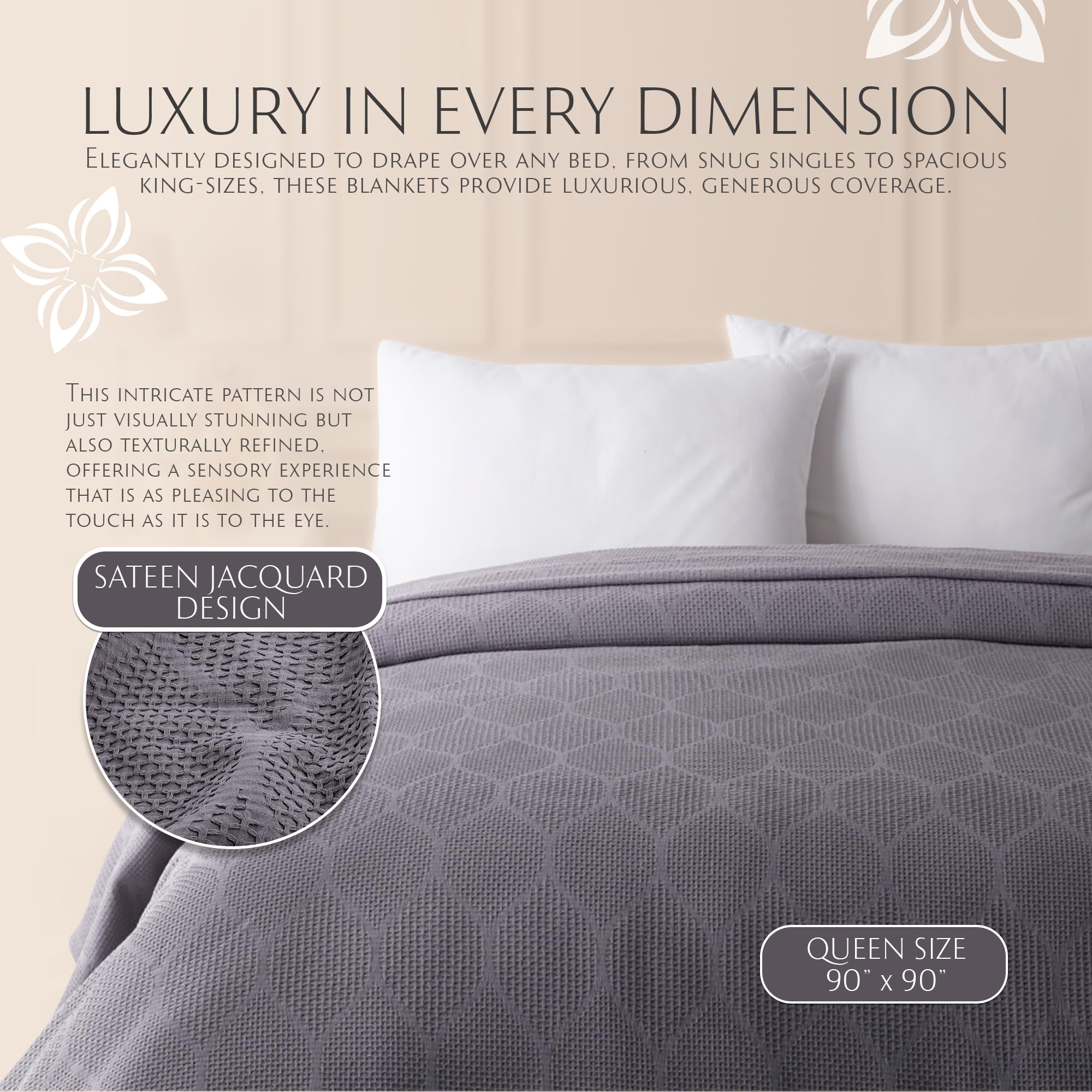 Lightweight Cotton Blanket, Full/Queen – Gray – view 6