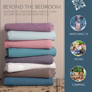 Lightweight Cotton Blanket, Full/Queen – Teal – view 3