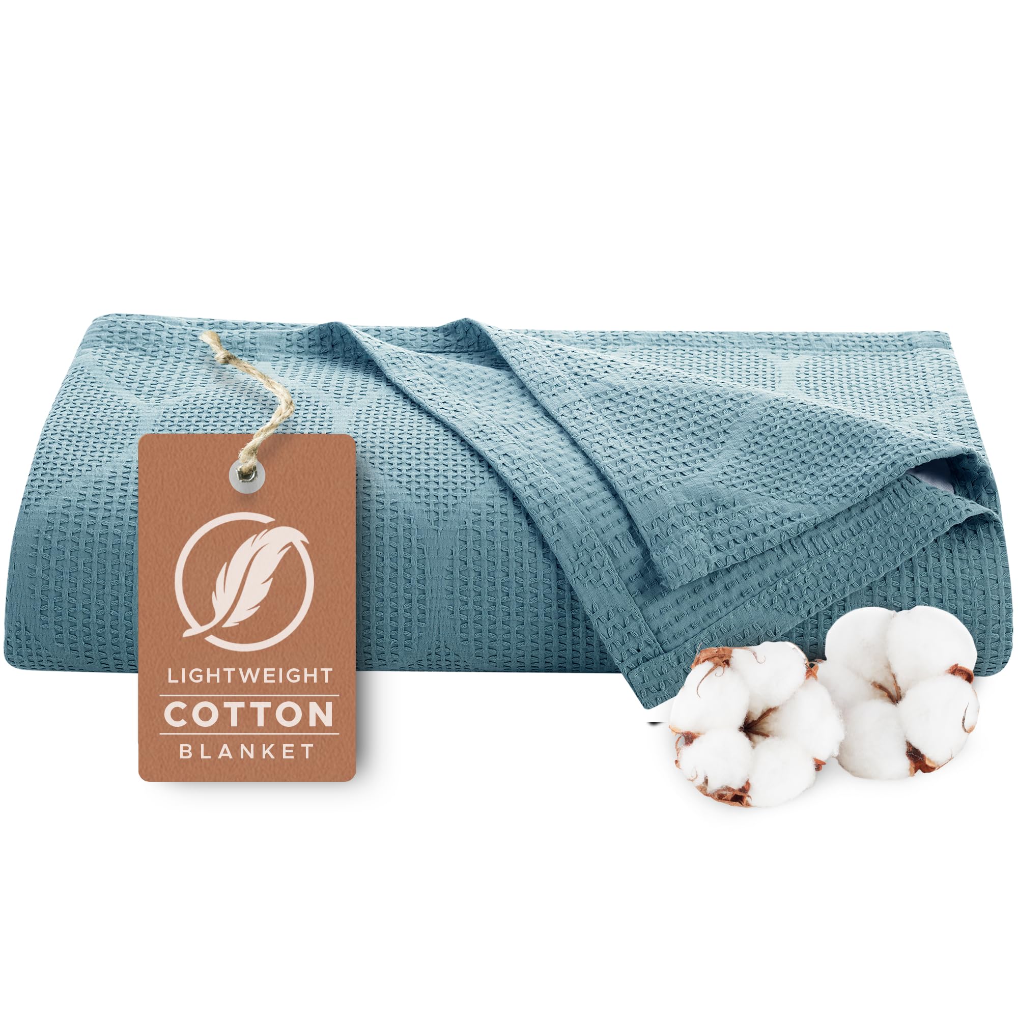 Lightweight Cotton Blanket, Full/Queen – Turquoise – view 2