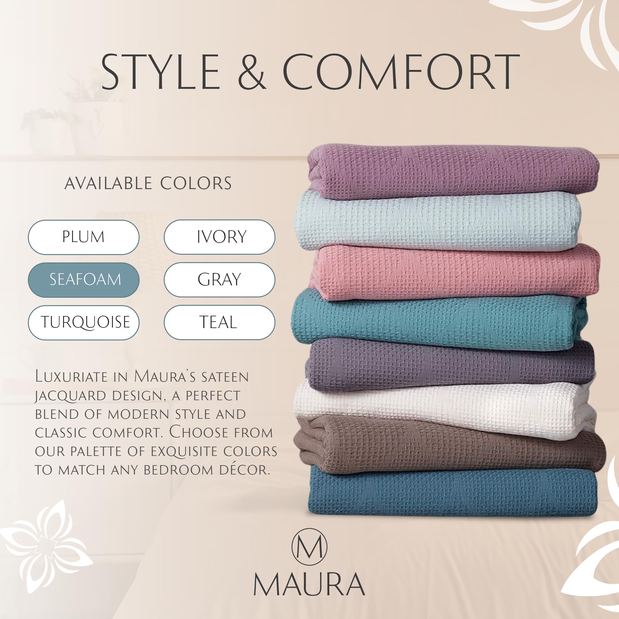 Lightweight Cotton Blanket, Full/Queen – Seafoam – view 8
