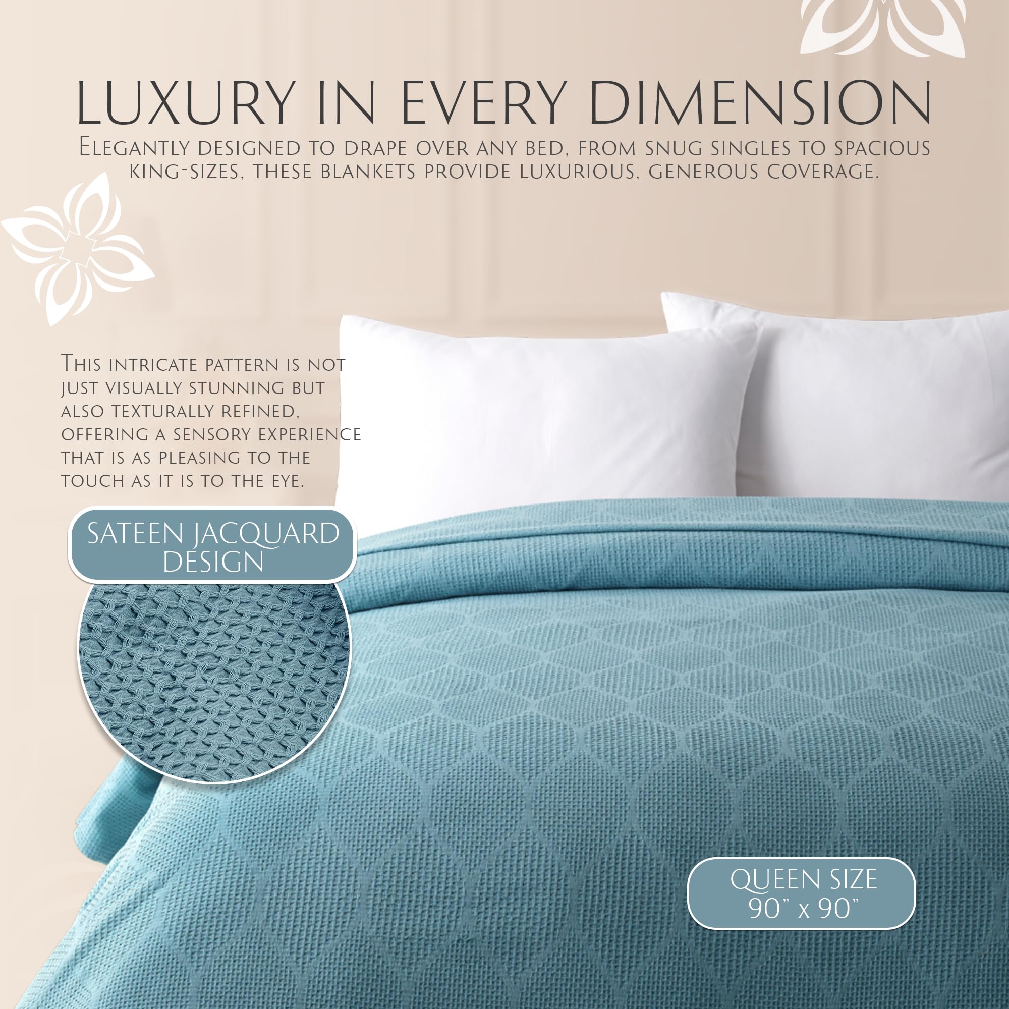 Lightweight Cotton Blanket, Full/Queen – Turquoise – view 6