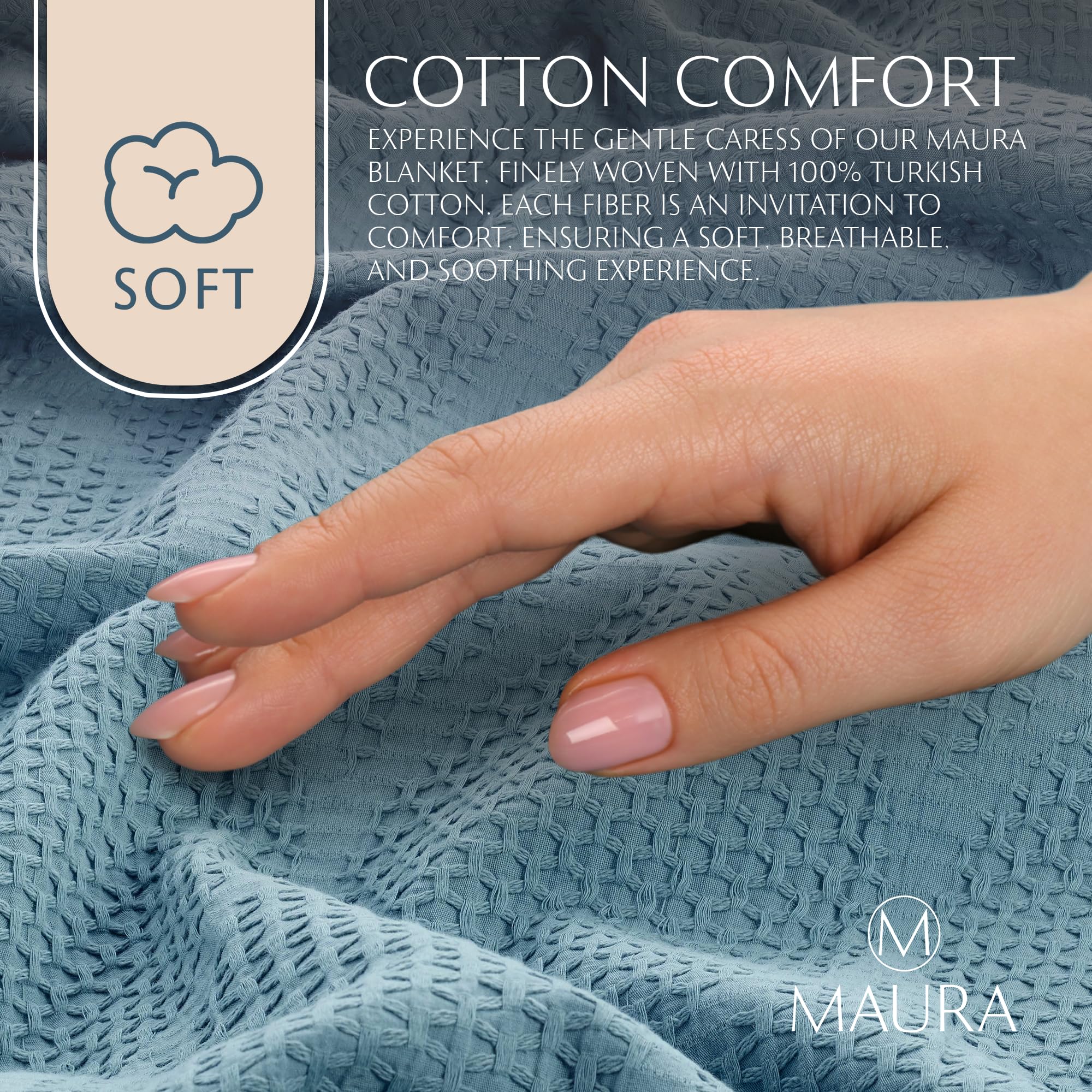 Lightweight Cotton Blanket, Full/Queen – Turquoise – view 5
