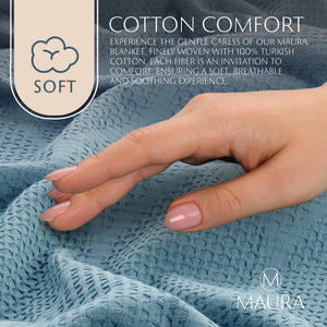 Lightweight Cotton Blanket, Full/Queen – Turquoise – view 5